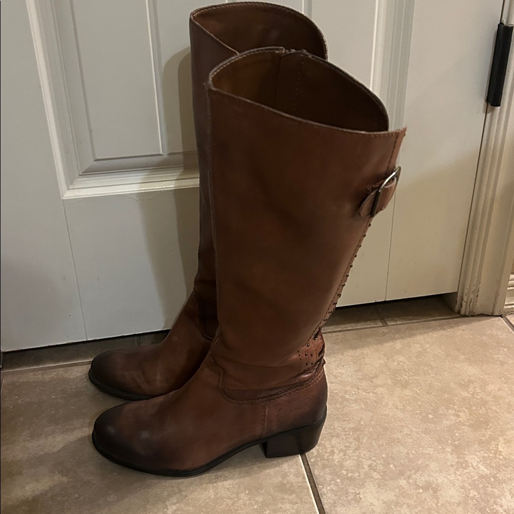 Arturo Chiang 7 Brown Leather Knee-High Boots